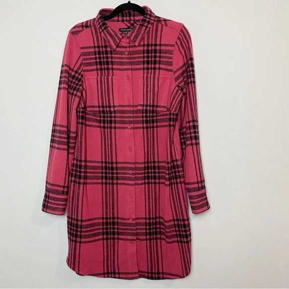 Universal Standard Maine Stretch Cranberry Plaid Flannel Shirtdress - Picture 3 of 11